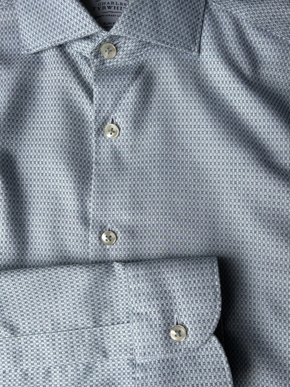 Charles Tyrwhitt Light Blue Micro-Pattern Dress Shirt